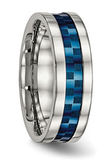 Men's Blue Center Stainless Steel Band Ring