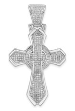Men’s Sterling Silver Polished CZ Cross Pendant