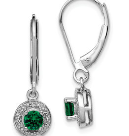 Round Created Emerald Earrings