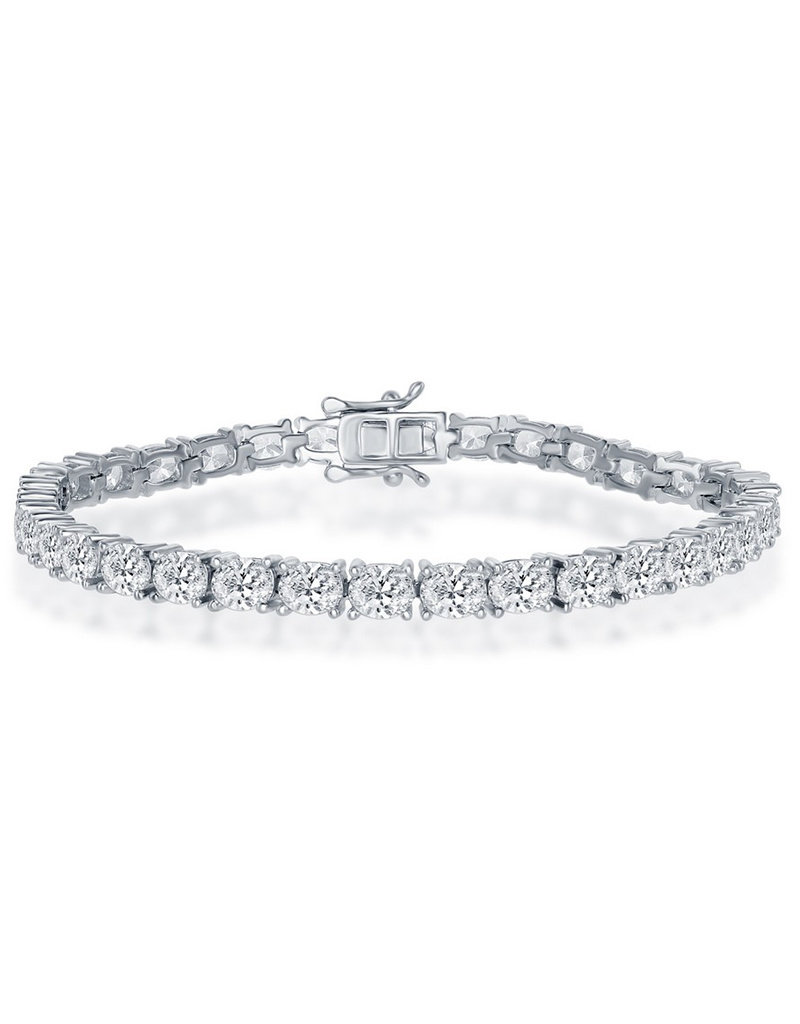 Sterling Silver 5x4mm Oval CZ Tennis Bracelet 7.25"