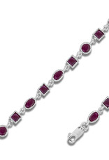 Sterling Silver Oval and Square Ruby Bracelet