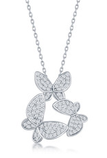 Sterling Silver Multi-Butterfly CZ Necklace
