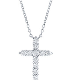 White CZ Cross Necklace