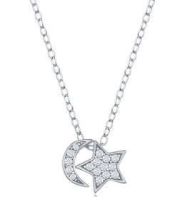 CZ Moon and Star Necklace