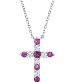 Ruby CZ Cross Necklace