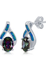 Sterling Silver Synthetic Opal and Mystic CZ Earrings
