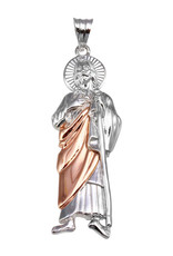 Men's Sterling Silver Two-Tone D/C St. Jude Pendant