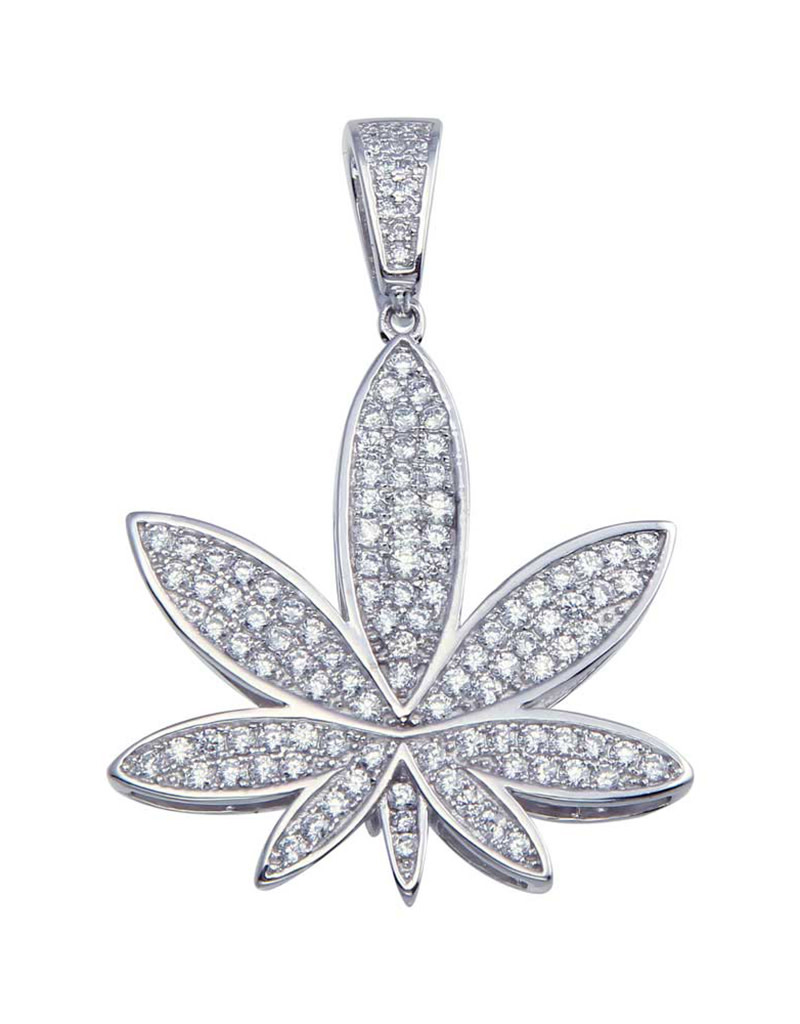 CZ Marijuanas Leaf Pendant