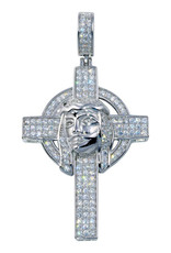 Men's Sterling Silver Pave CZ Crucifix Pendant
