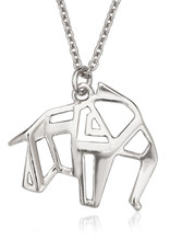 Sterling Silver Origami Elephant Necklace 16"+2" Extender