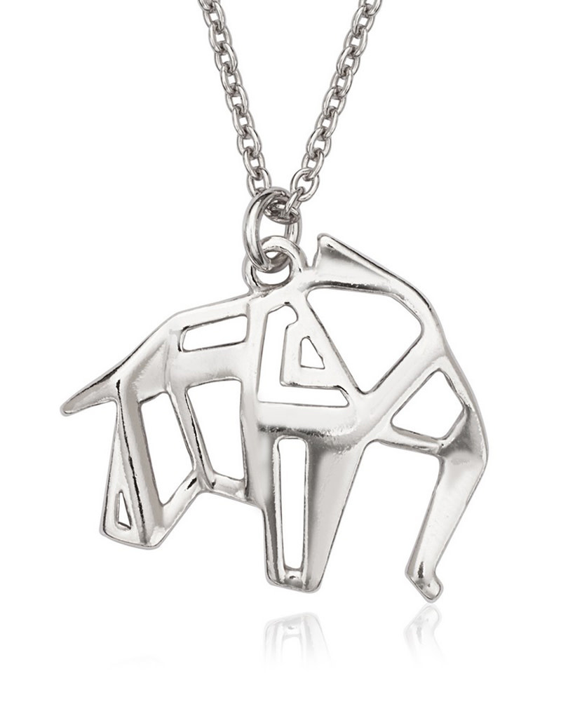Origami Elephant Necklace 16+2"