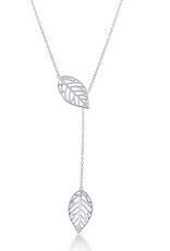 Sterling Silver Open Leaf Dangle Necklace 16"+2" Extender