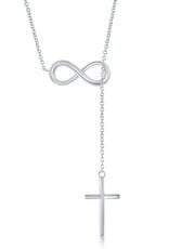 Sterling Silver Infinity Hanging Cross Necklace 16"+2" Extender