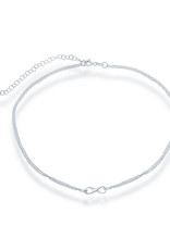 Sterling Silver Double Strand Infinity Choker Necklace 12"+3"