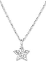 Sterling Silver Star CZ Necklace 14"+2" Extender