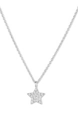Sterling Silver Star CZ Necklace 14"+2" Extender