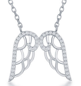 Angel Wings CZ Necklace 16"+1"