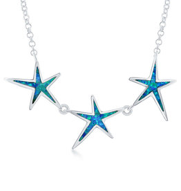3-Starfish Opal Necklace 16"+2"