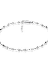 Sterling Silver 3mm Diamond Cut Bead Anklet 9"+1" Extender