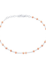 Sterling Silver 3mm Diamond Cut Bead Rose Gold Vermeil Anklet 9"+1" Extender