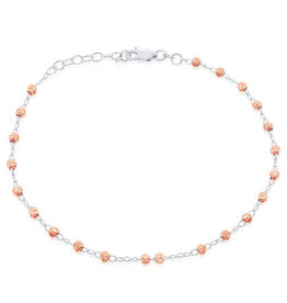 3mm D/C Bead Rose Gold Anklet 9"+1"