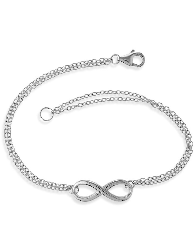 Sterling Silver Two Strand Infinity Braclet 7"