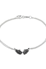Sterling Silver Double Strand Wings Bracelet with Oxidized Finish 7.75"