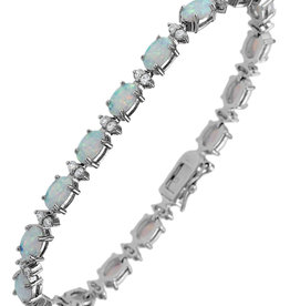 Oval Opal and CZ Bracelet 7"