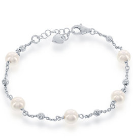 Faux Pearl & Bead Bracelet 6.5"+1"