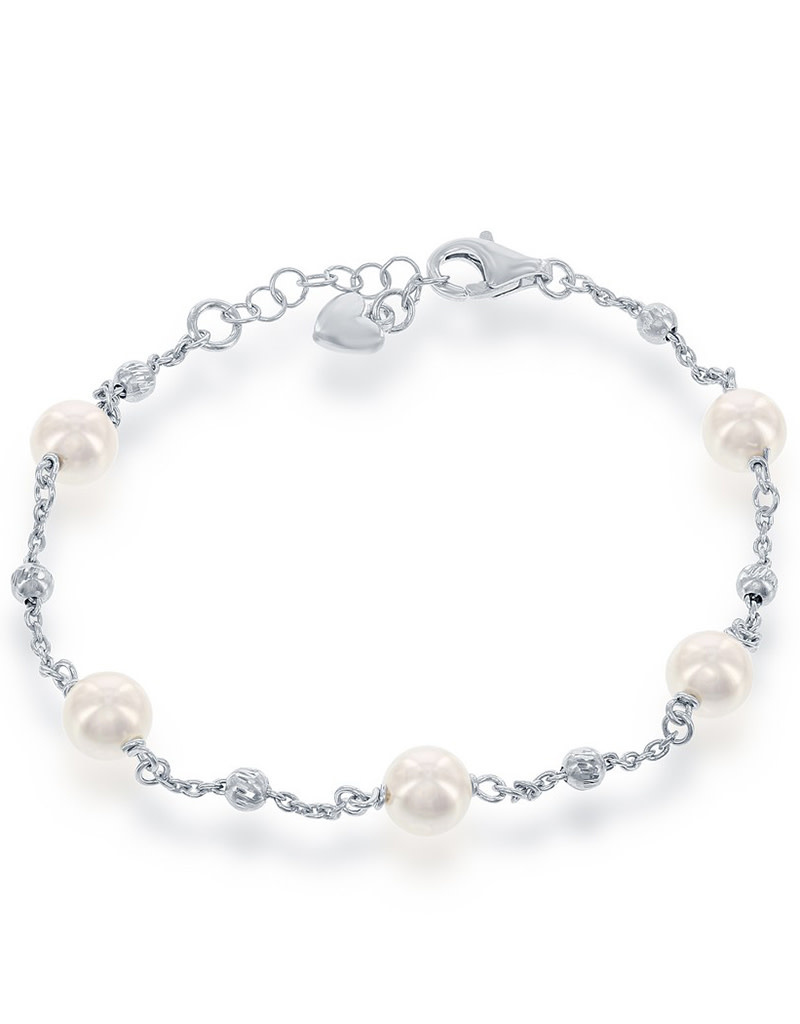 Faux Pearl & Bead Bracelet 6.5"+1"