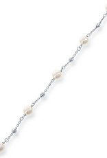 Sterling Silver Bead and Faux Pearl Bracelet 6.5"+1"