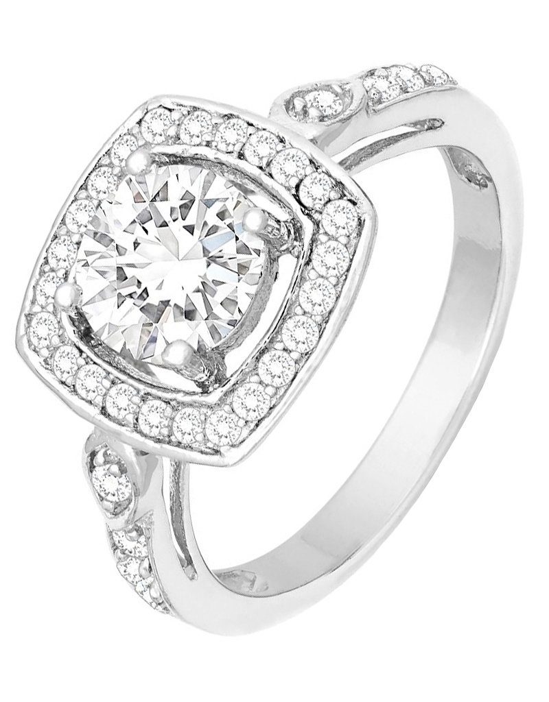 Sterling Silver Square Cubic Zirconia Ring