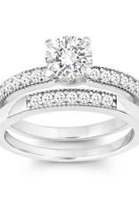 Sterling Silver Bridal Set with 6mm round Cubic Zirconia Ring