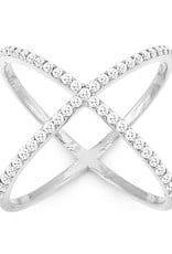 Sterling Silver "X" Style Cubic Zirconia Ring