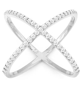 "X" Style CZ Ring