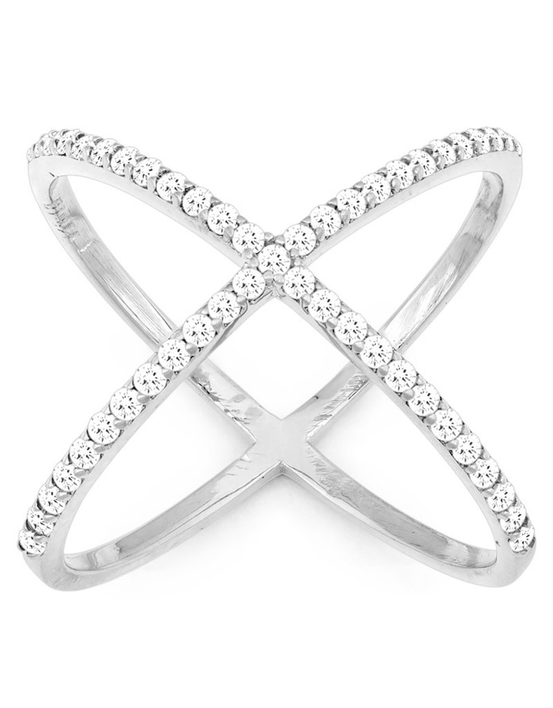 "X" Style CZ Ring