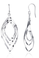 Sterling Silver Triple Wavy Marquise Earrings