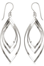 Sterling Silver Triple Wavy Marquise Earrings