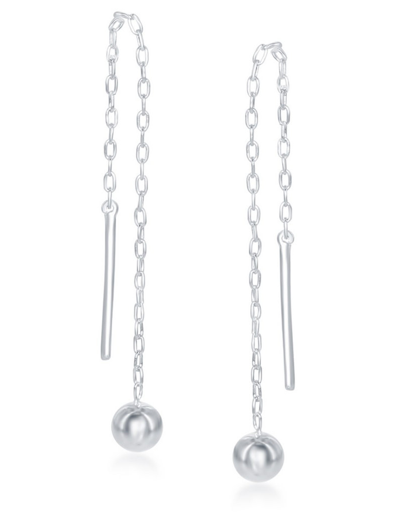 4mm Bead Ear Threader Earrings