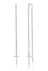 Sterling Silver Cross Threader Earrings