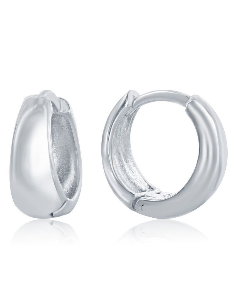 Sterling Silver Tapered Huggie Earrings 12mm