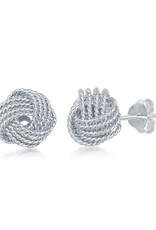 Sterling Silver Rope Love Knot Stud Earrings 9mm