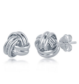 Wire Love Knot Stud Earrings 9mm