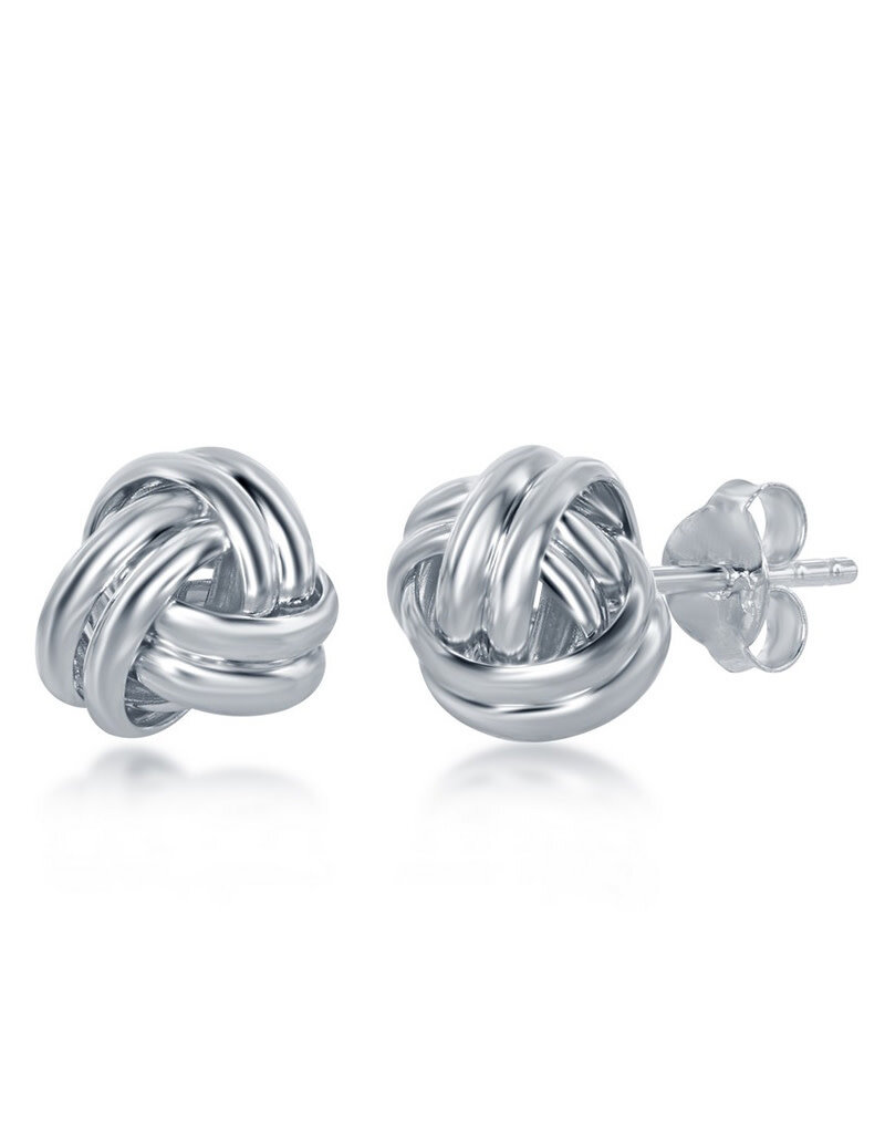 Sterling Silver Wire Love Knot Stud Earrings 9mm