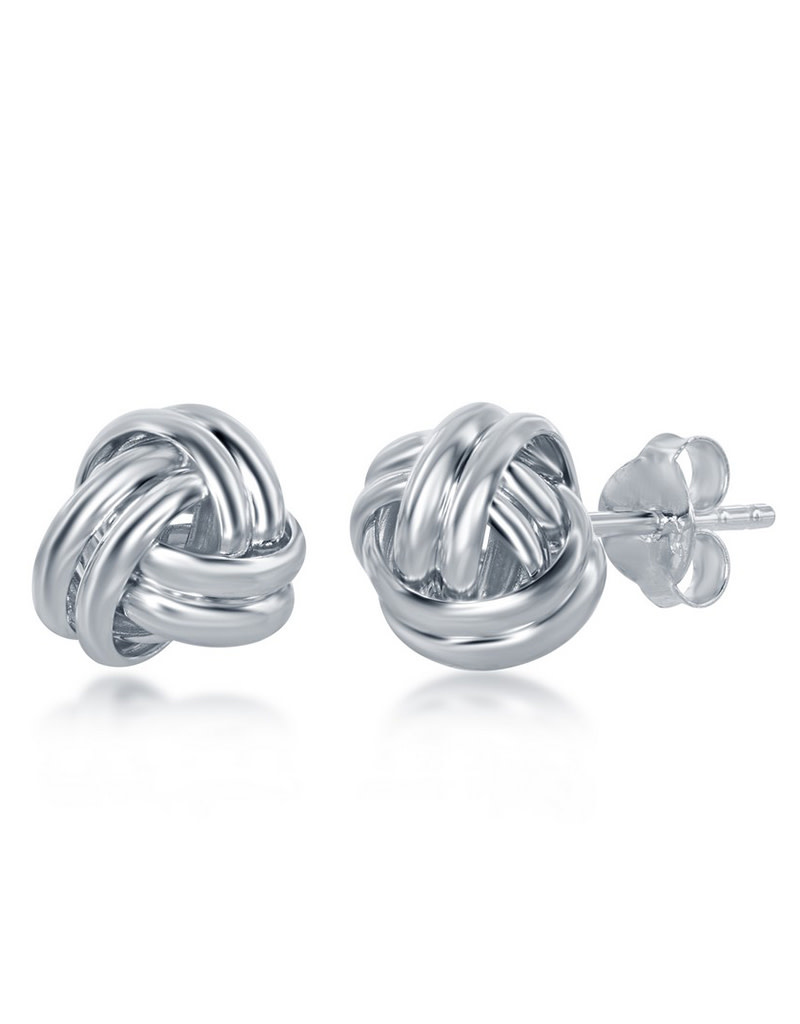 Wire Love Knot Stud Earrings 9mm