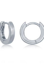 Brushed Sterling Silver Huggie Earrings 3x13mm