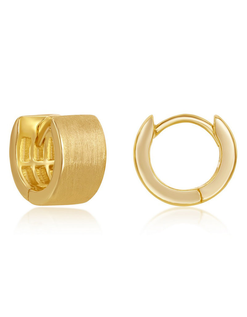 Brushed 14k Gold Vermeil Sterling Silver Huggie Earrings 6x12mm