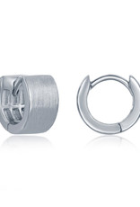 Brushed Sterling Silver Huggie Earrings 6x12mm