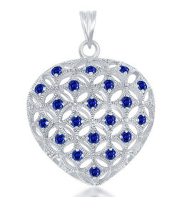 Sapphire Puffed Heart Pendant