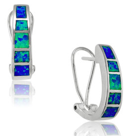 J-Shaped Opal Omega Post Earrings 20mm